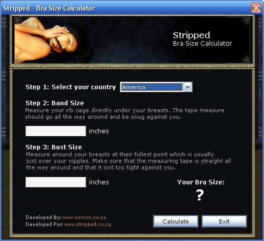 Stripped Bra Size Calculator
